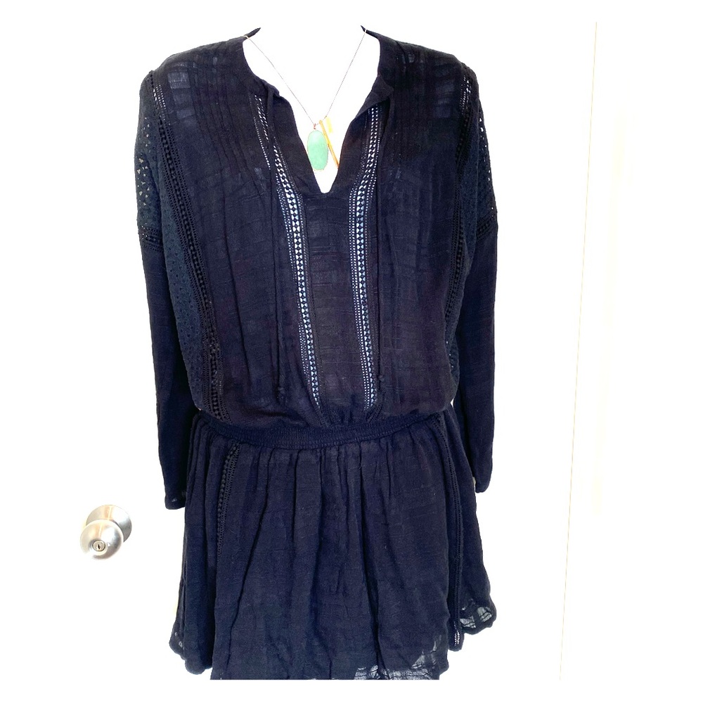 Free People.  Black lace detailed mini dress.